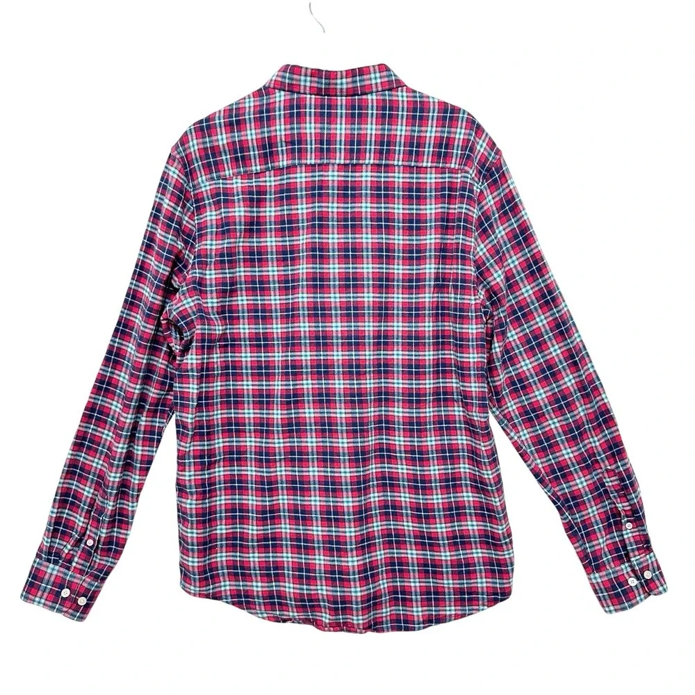 Simply Southern Men's Red Navy Plaid Flannel Button Down Shirt XL Cotton Layer - Picture 6 of 10